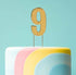 Cake & Candle Bold Cake Topper 7cm - Gold Number 9