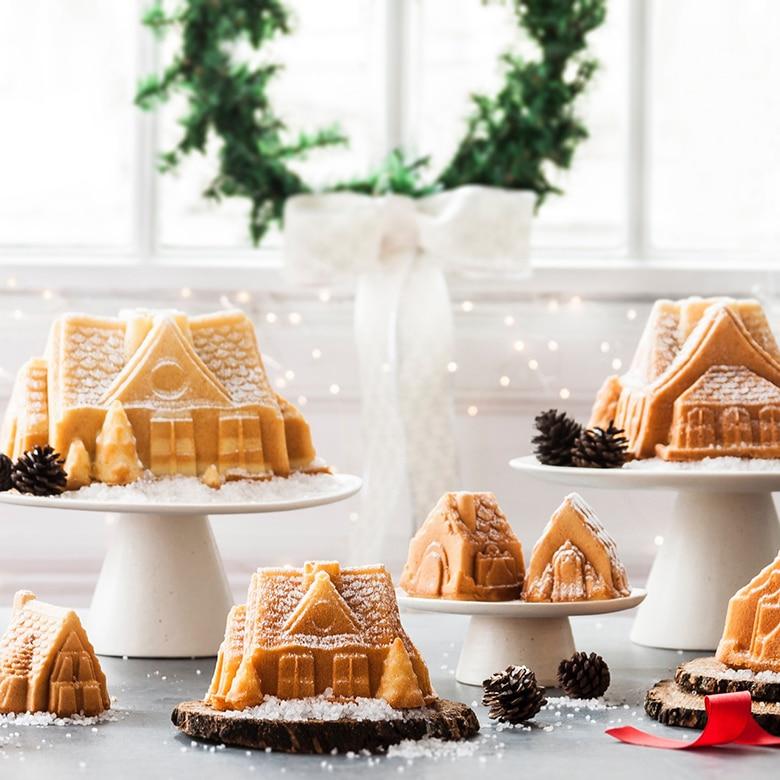 Nordic Ware Sparkling Silver Gingerbread House Cake Pan