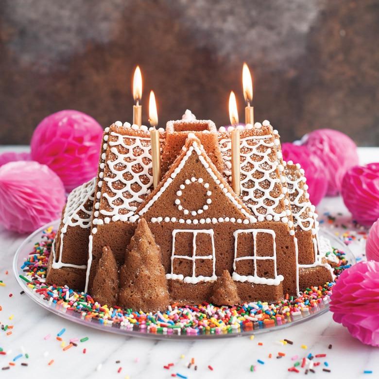 Nordic Ware Sparkling Silver Gingerbread House Cake Pan