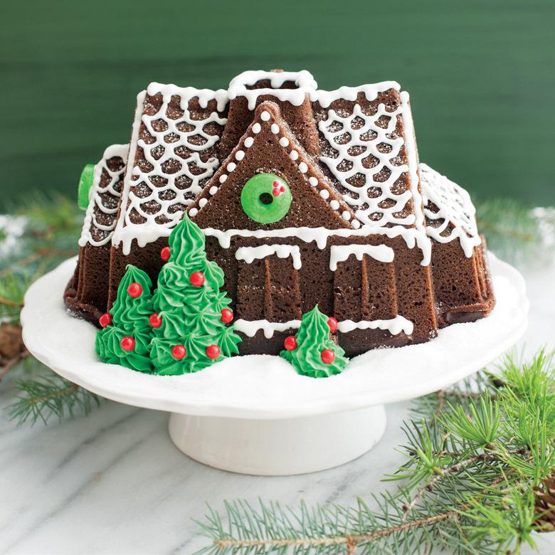 Nordic Ware Sparkling Silver Gingerbread House Cake Pan
