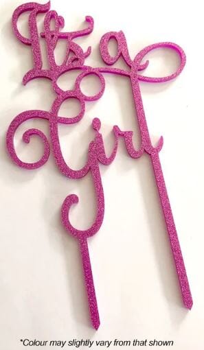 Cake Craft It's A Girl Pink Glitter Acrylic Cake Topper Acrylic Cake Toppers The Cooks Kitchen 