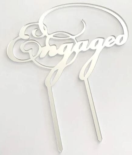 Cake Craft Engaged Silver Mirror Acrylic Cake Topper Acrylic Cake Toppers The Cooks Kitchen 