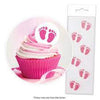 Pink Baby Feet Edible Wafer Cupcake Toppers - 24 Pce Pack