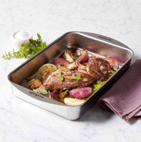 Essteele Clad Ovenware Stainless Steel Rectangular Raosting Pan 33x23x5.5cm