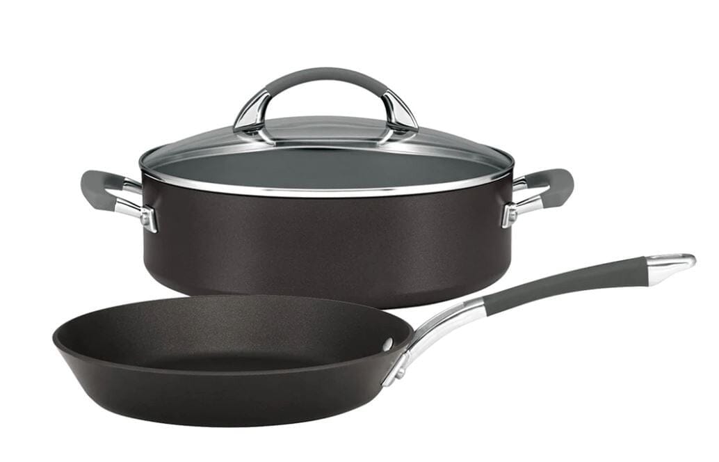 Anolon Endurance+ 26cm Open French Skillet And 28cm/4.7l Covered Sauteuse Frypan - Chef Pan - Saute Pan The Cooks Kitchen Mandurah 