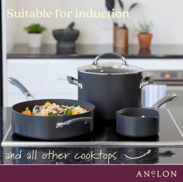 Anolon Endurance+ Nonstick Induction Open French Skillet 26cm And Covered Sautéuse 28cm/4.7l