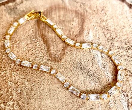 Double Crystal Gold Bracelet 20cm Adj Other The Cooks Kitchen 