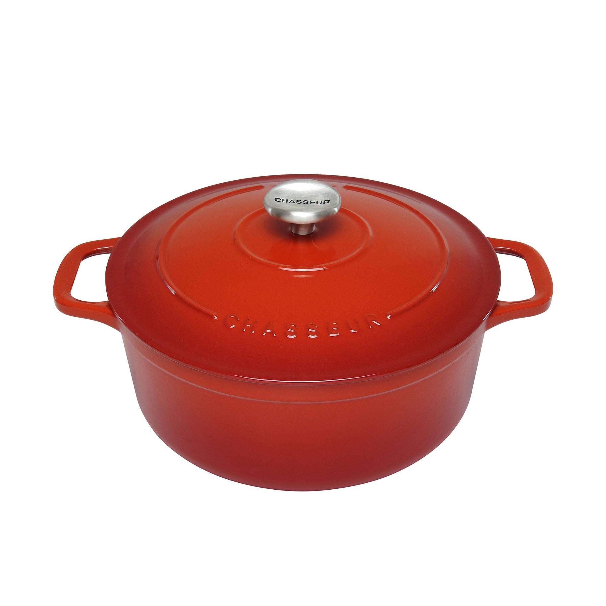 Chasseur Round French Oven 28cm/6.3ltr Inferno Red Oven to Tabletop The Cooks Kitchen 