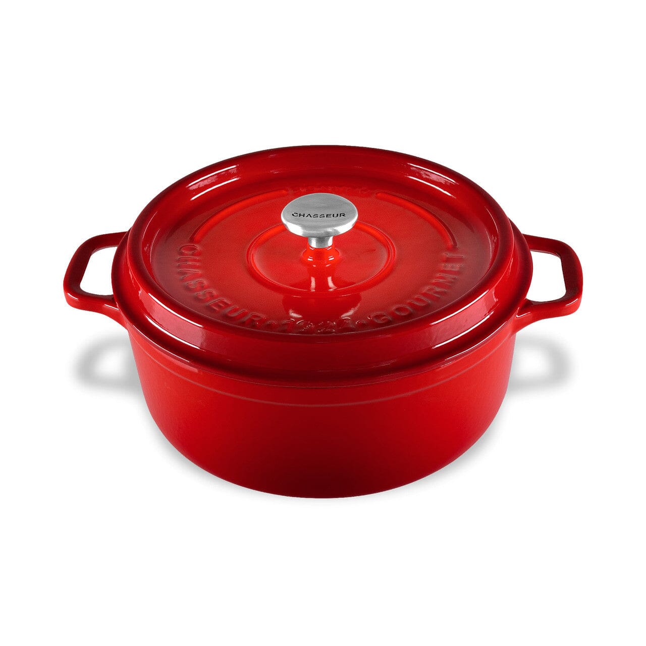 Chasseur Gourmet Round French Oven 26cm/5l - Crimson Cast Iron Casseroles The Cooks Kitchen 