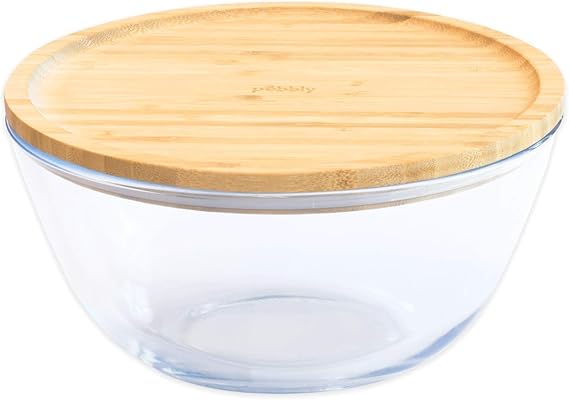 Pebbly - Glass Mixing Bowl Ith Bamaboo Lid 2.6l