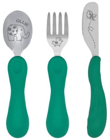 Easy Grip 3pc Cutlery Set - Green - Ollie Children's Sets The Cooks Kitchen 