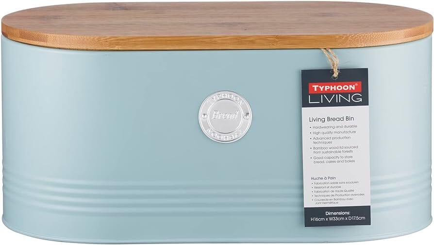 Typhoon Living Bread Bin 16x33x17.5cm Blue Bread & Butter Storage The Cooks Kitchen 
