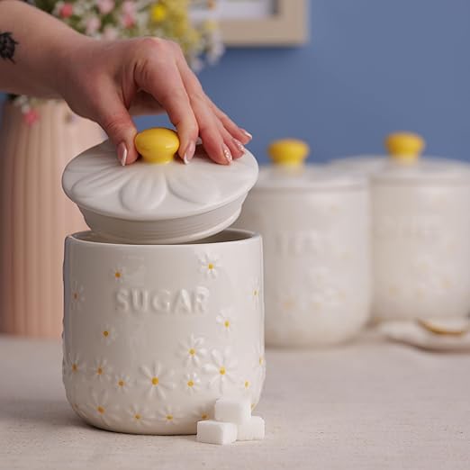 Price & Kensington Daisy Sugar Jar Ceramic Hand Painted Flower 700ml