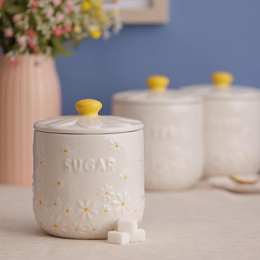 Price & Kensington Daisy Sugar Jar Ceramic Hand Painted Flower 700ml