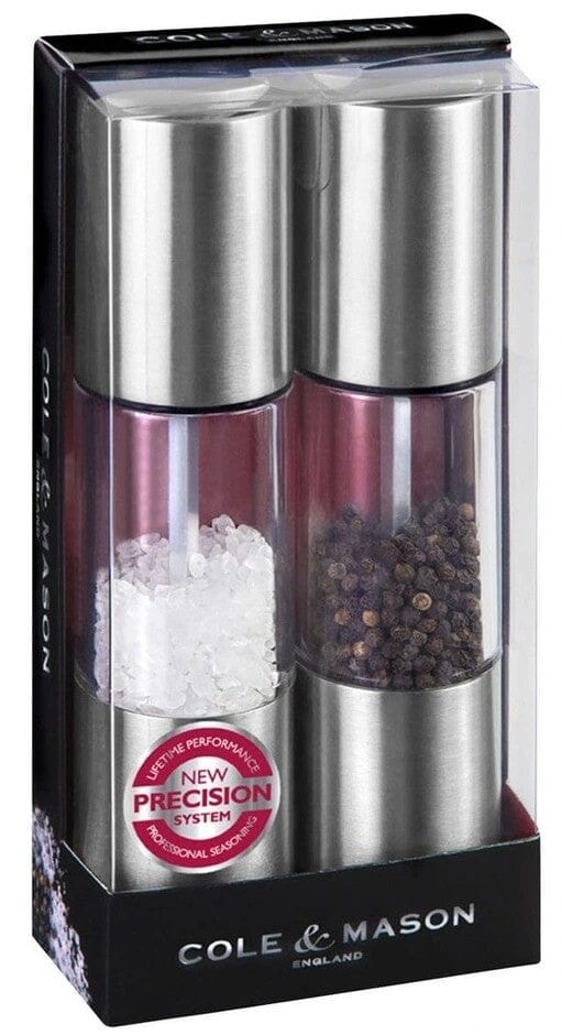 Cole & Mason Oslo Stainless Steel Salt & Pepper Gift Set Spice Grinders & Storage The Cooks Kitchen 