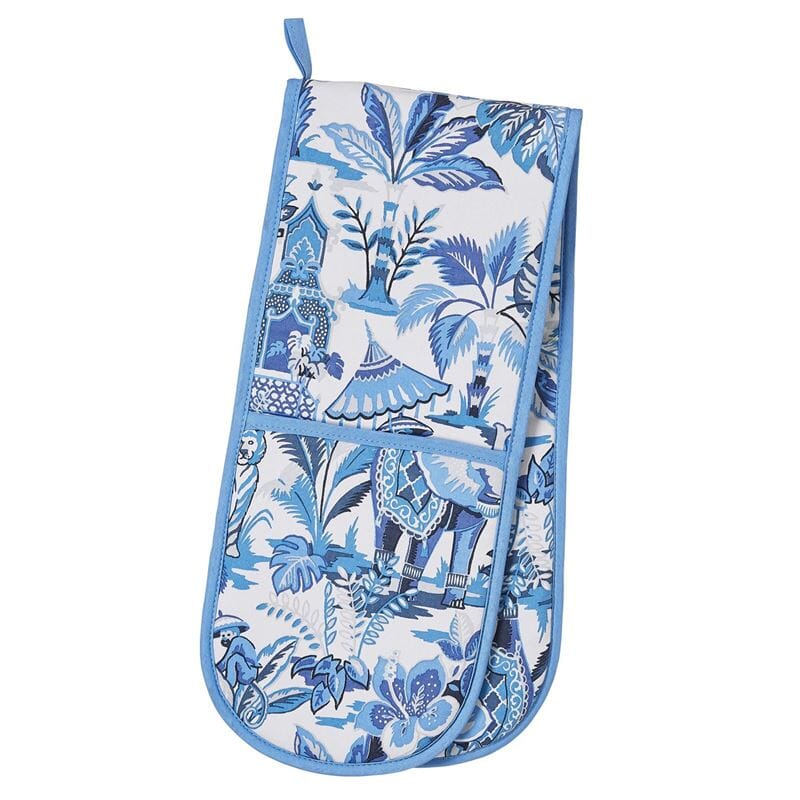 India Blue Double Oven Glove 88x18cm Aprons, Mitts & Gloves The Cooks Kitchen 