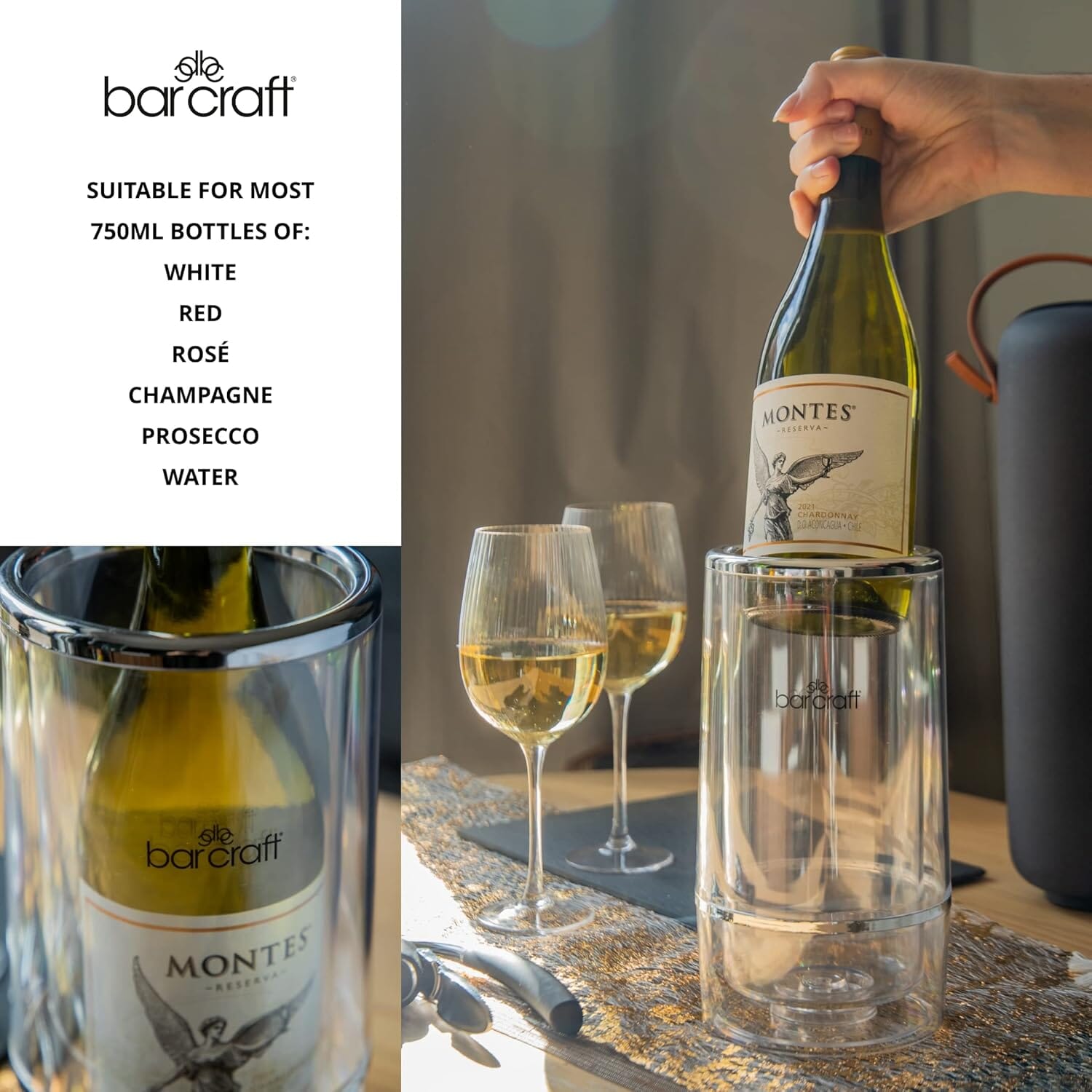 Barcraft Acrylic Double Walled Wine Cooler Clear Ice Buckets & Coolers The Cooks Kitchen 