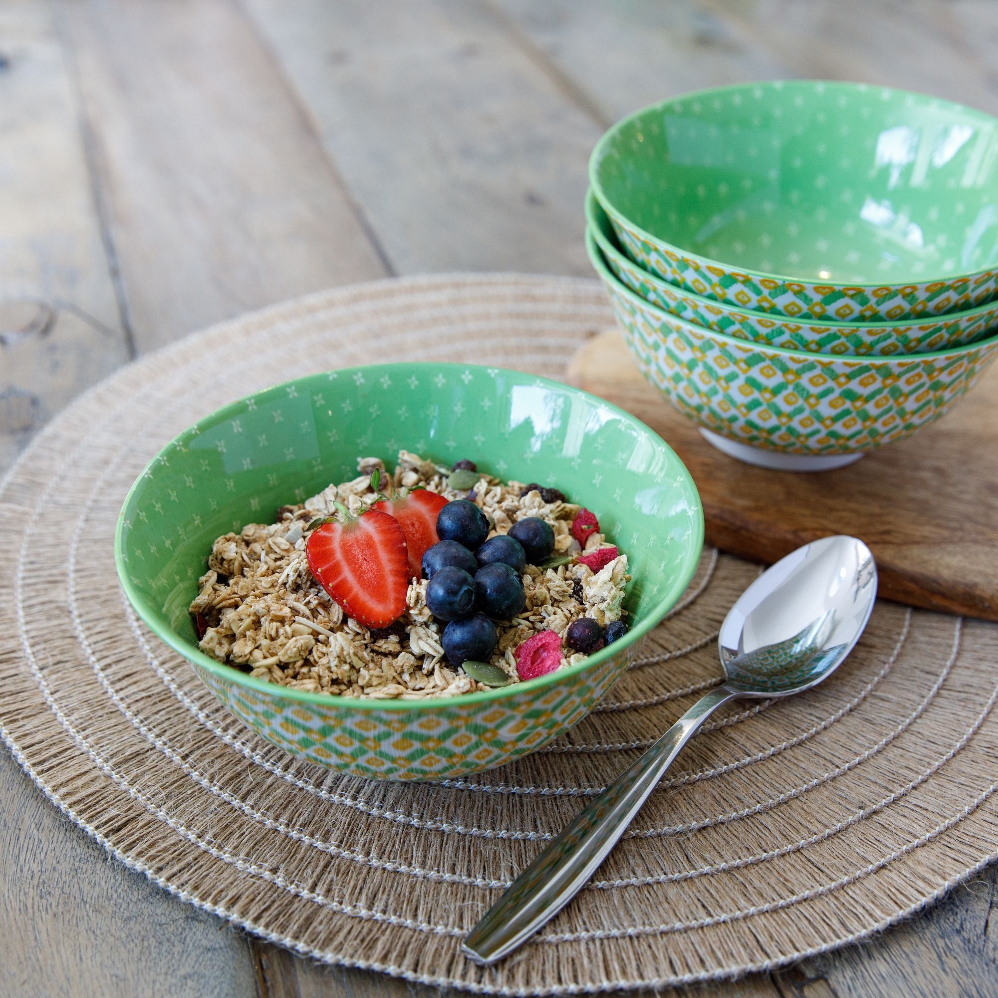 Mikasa Does It All Bowl - Geometric Green