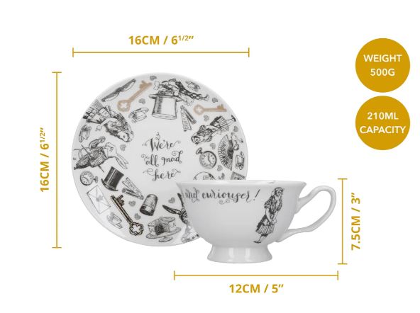 Mikasa X Victoria And Albert Alice In Wonderland Cup And Saucer 210ml