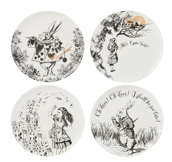 Mikasa X Victoria And Albert Alice In Wonderland Set Of 4 Side Plates