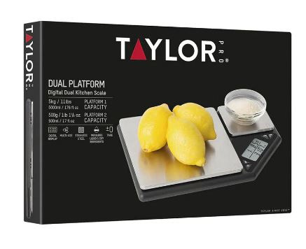Taylor Pro Plastic Dual Platform Digital Kitchen Scale 5kg/500g
