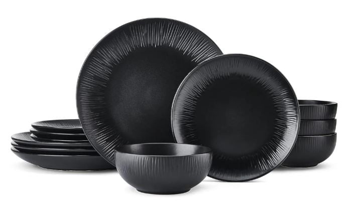 Mikasa Jardin Midnight 12-piece Stoneware Dinner Set - Black