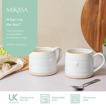 Mikasa Farmhouse Heart Set Of 2 380ml Mugs