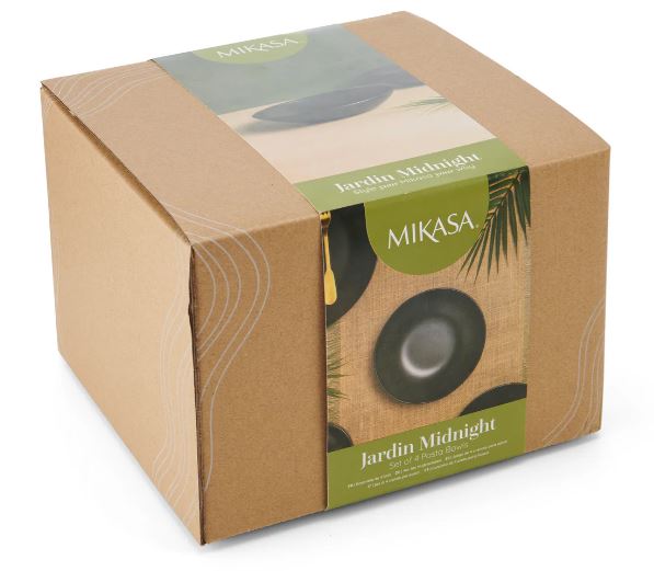 Mikasa Jardin Midnight 4-piece Stoneware Pasta Bowl Set - Black
