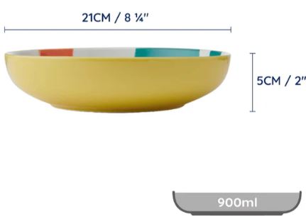 Mikasa Coupe Pasta Dinner Bowl 21cm - Yellow Abstract