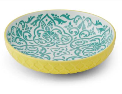 Mikasa Coupe Pasta Dinner Bowl 21cm - Yellow Blue Geometric