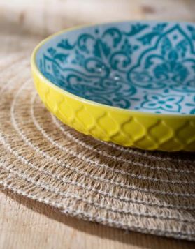 Mikasa Coupe Pasta Dinner Bowl 21cm - Yellow Blue Geometric