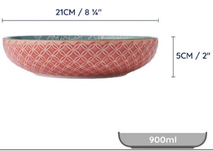 Mikasa Coupe Pasta Dinner Bowl 21cm - Geometric Leaf