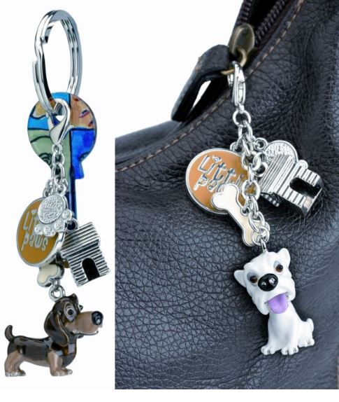 Little Paws Springer Spaniel Black & White, Key Ring/bag Charm