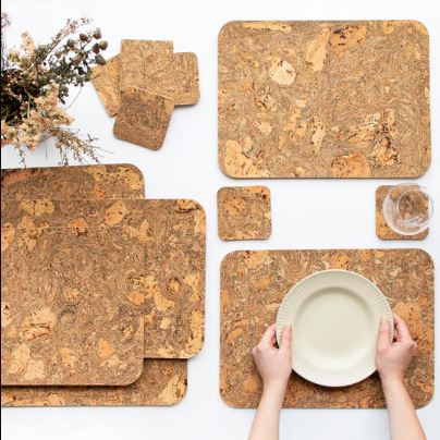 Square Coasters - Natural Cork - Set Of 4