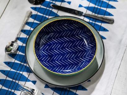 Mikasa Coupe Pasta Dinner Bowl 21cm - Indigo Chevron