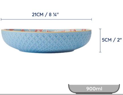 Mikasa Coupe Pasta Dinner Bowl 21cm - Indigo Chevron