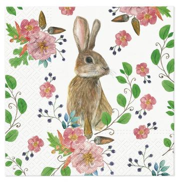 Paw Lunch Napkin 33cm Rabbit Berries