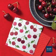 Paw Lunch Napkins 33cm Cherries 