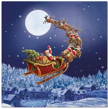 Paw Lunch Napkins 33cm - Christmas Sleigh Napkins The Cooks Kitchen 