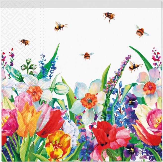 Paw Lunch Napkin 33cm - Meadow With Bees