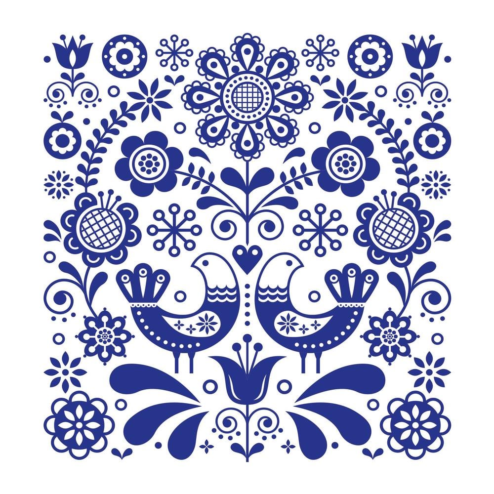 Paw Lunch Napkin 33cm - Folk Stamp