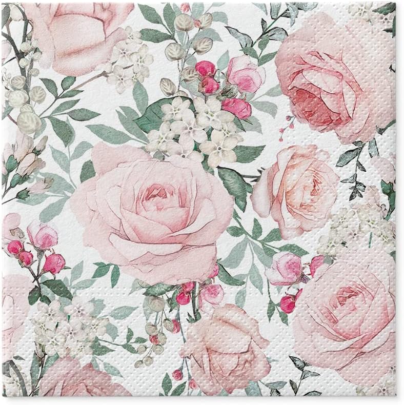 Paw Lunch Napkin 33cm Roses Glory Cream