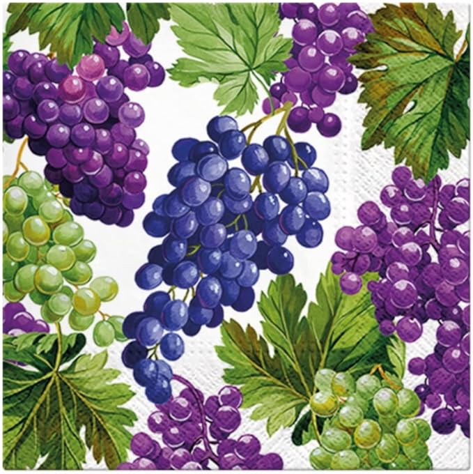 Paw Lunch Napkins 33cm - Natural Grapes