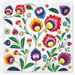 Paw Lunch Napkins 33cm Polish Folk