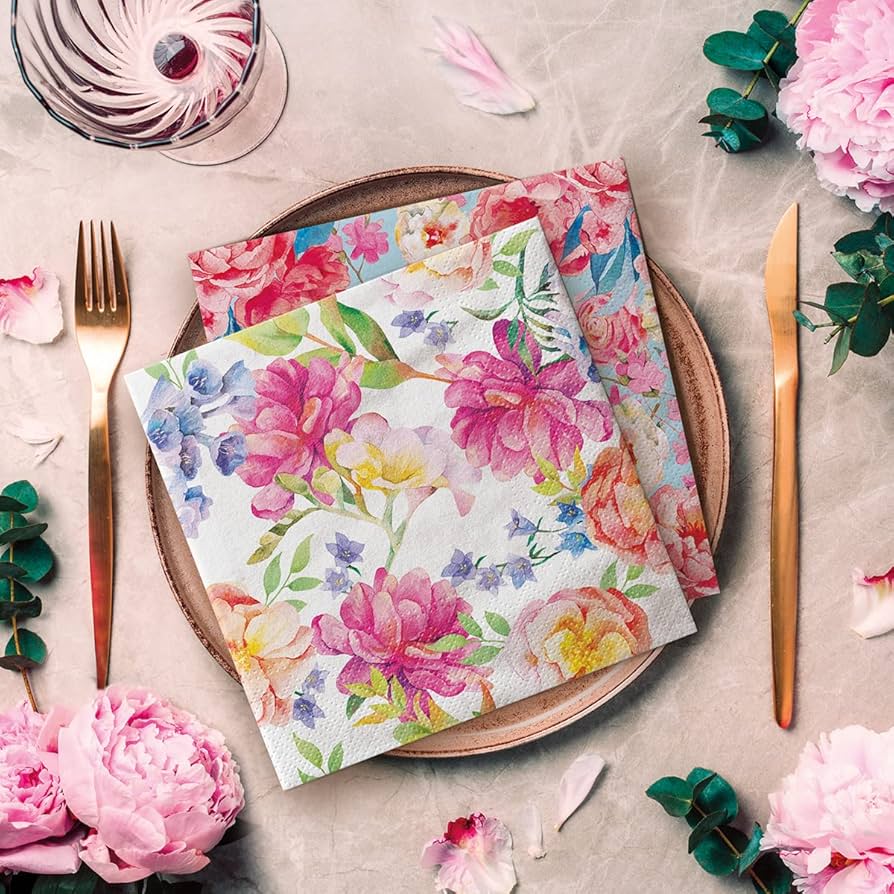 Paw Lunch Napkin 33cm Orchid With Peony