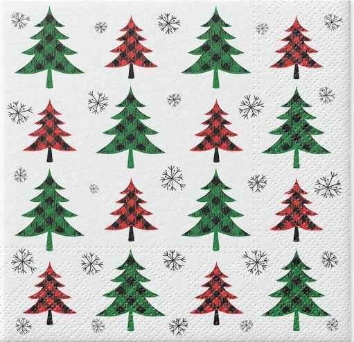 Paw Lunch Napkin - Xmas Tree Check