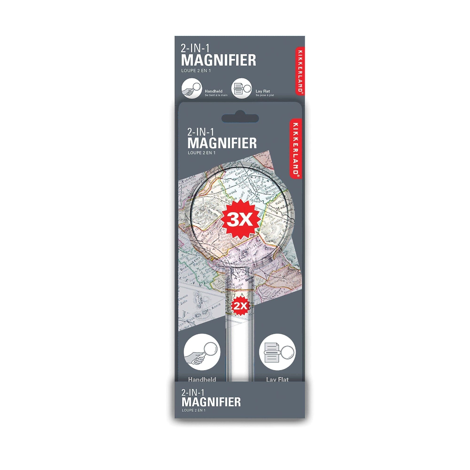 Kikkerland 2 In 1 Magnifier Grey 8.6x20.3x1.5cm Novelty Gifts The Cooks Kitchen Mandurah 