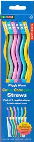 Kikkerland Wiggly Worm Colour Changing Straws Set Of 6