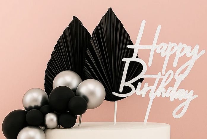 Iconic Cake Art Black And Silver Topper Set Cake Toppers The Cooks Kitchen 