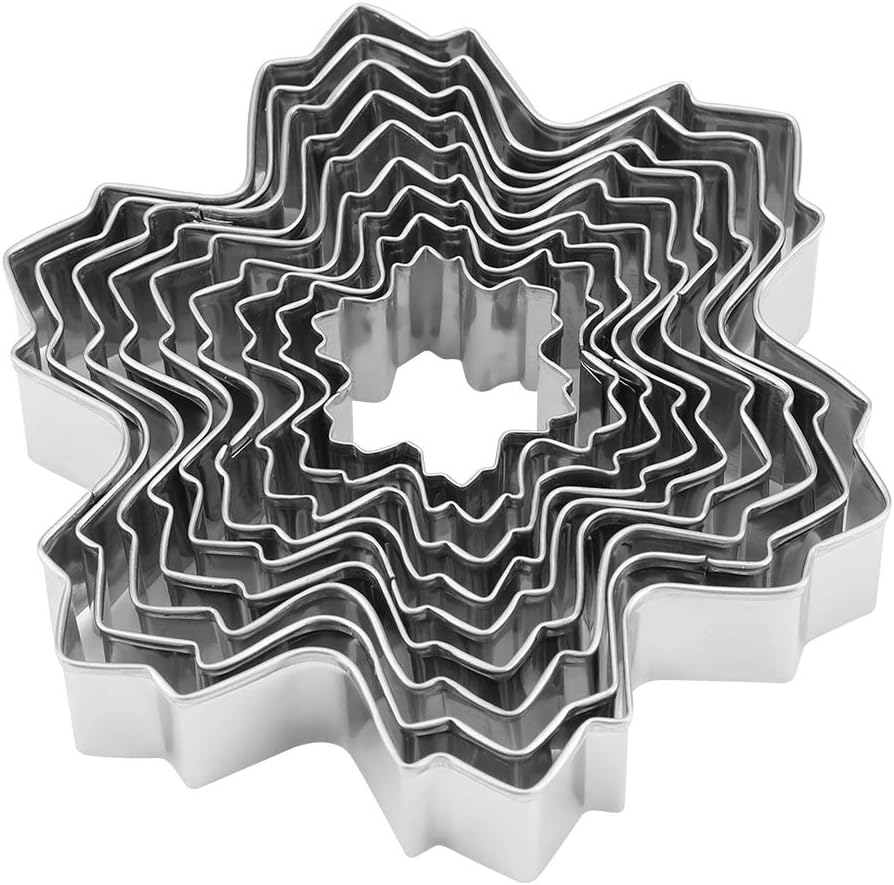 My Kitchen Addiction - Snowflake/tree Cookie Cutter - 9 Stainless Steel Pcs